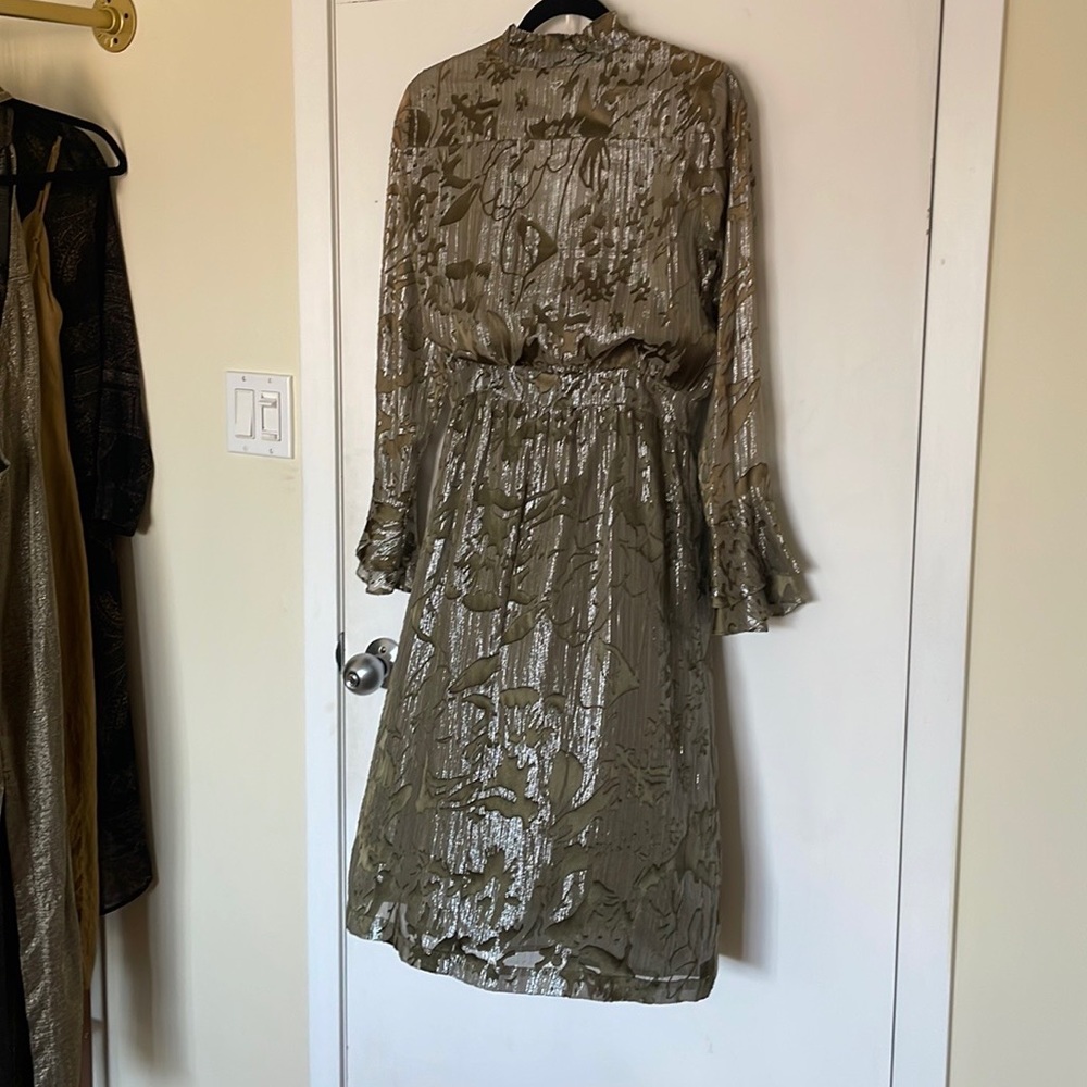 Green and silver metallic designer dress
